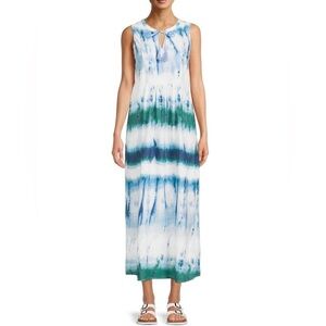 Beachlunchlouge Blue Tie Dye Tassel Tie Maxi Dress US XS